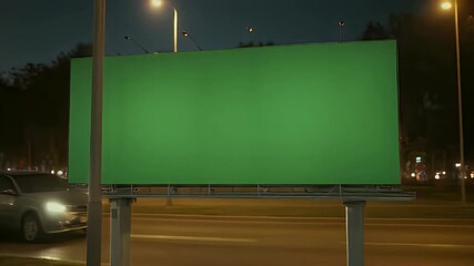 Billboard at Night: A striking image of a blank billboard bathed in the night, situated beside a bustling road and street lights.