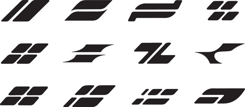 Set of Abstract Minimalist Design Elements Geometric Shapes, Lines, and Modern Graphic Icons for Creative Visuals