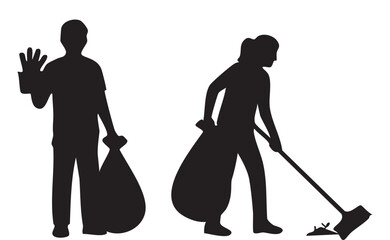 Fototapeta premium International Volunteer Day Silhouette Vector Bundle