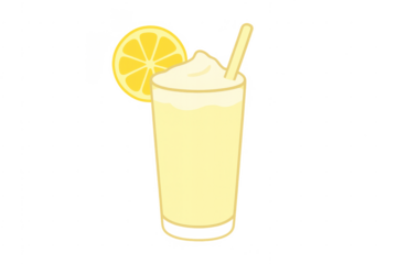 Iced lemonade drink glass with lemon slice