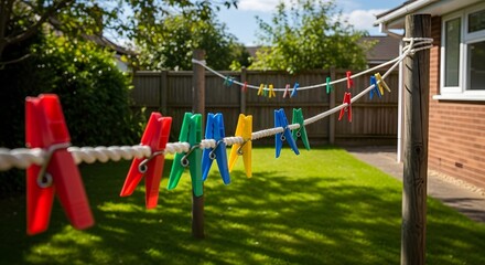 clothesline in a grassy backyard setting