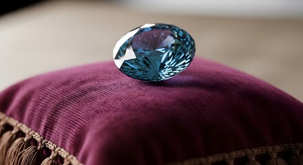 aquamarine gemstone on pillow