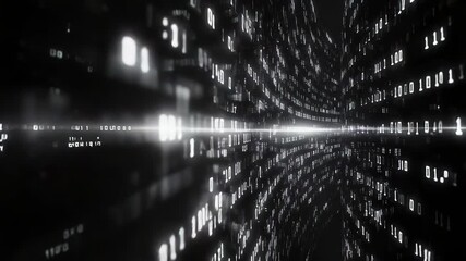 Binary code wall reflecting digital data stream - Powered by Adobe