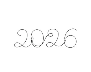 2026 new years number outline illustration. 2025 one line art.