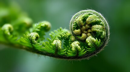 Close-up of a curled fern frond a natural spiral pattern perfect for illustrating growth nature and new beginnings