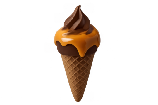 Chocolate soft serve ice cream with caramel glaze
