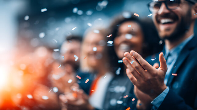 Celebrating success business teamwork event corporate venue group gathering joyful atmosphere