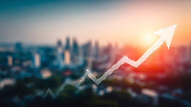 Business growth strategy teamwork success in urban landscape visual chart progress inspirational viewpoint