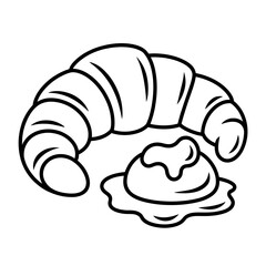 Delicious fresh croissant with butter roll for breakfast or snack icon simple bakery outline style