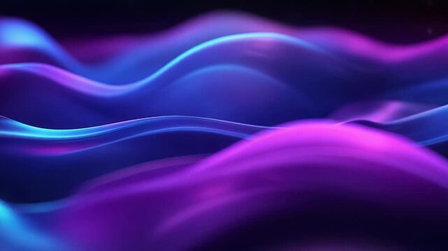 Abstract flowing wave lines with glowing purple and blue light - Powered by Adobe