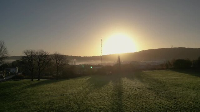 4K drone footage of the Swansea Stadium in the early morning  in Swansea, Wales