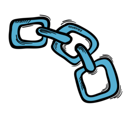 Blue chain illustration on black background graphic element