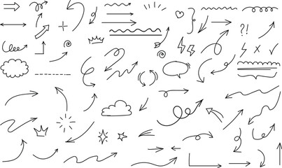 Line art Arrow, cloud, sign, vector collection bundle set.