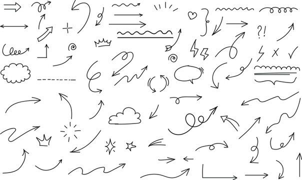 Line art Arrow, cloud, sign, vector collection bundle set.
