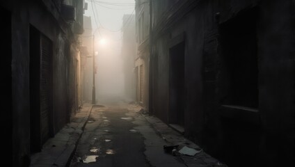 Eerie Alleyway - A Dark and Mysterious Urban Landscape.