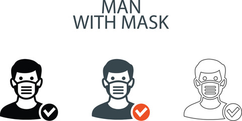Man with Mask Safety Compliance Icons