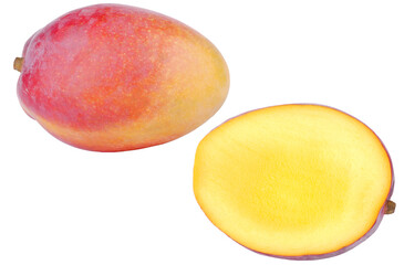 Fresh tropical mango with a clean-cut half highlighting its vivid, juicy interior