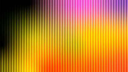 Vibrant vertical stripes of neon light in a gradient of pink purple yellow and orange creating an abstract background