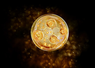 gold bubble molecule background for cosmetics product