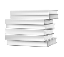 Stack of white hardcover books on black background