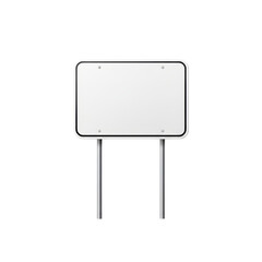 Obraz premium Blank white signpost illustration with rounded edges and metal poles, isolated graphic resource