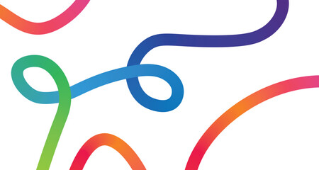Abstract colorful wavy lines with a smooth gradient on a white background