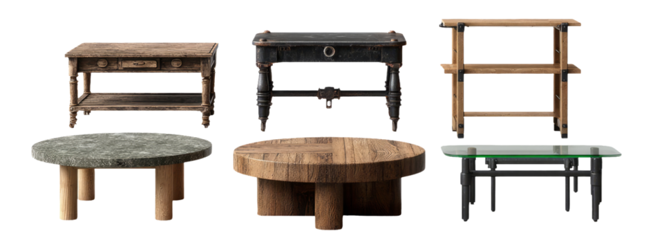 Stylish Wooden and Stone Coffee Tables in Various Designs and Colors