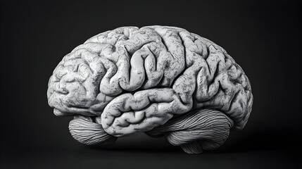 Human brain anatomy illustration on dark background
