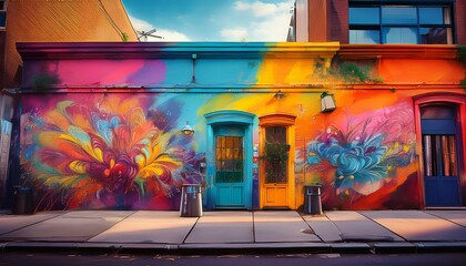 Naklejka premium vivid street art capture the vibrant colors of street art and murals
