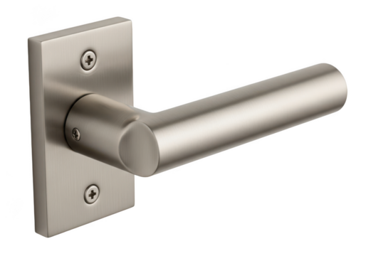 Modern Brushed Nickel Door Handle with Square Plate Design
