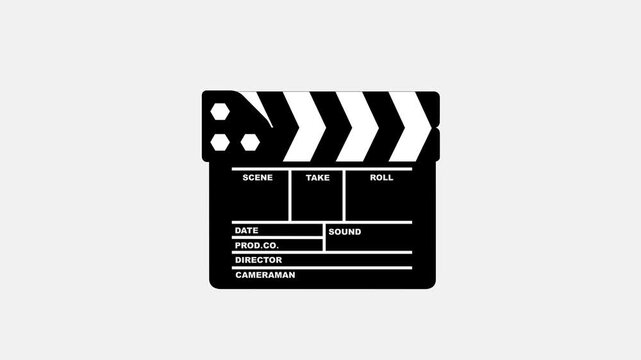 clapper board for cinema intro and scenes transitions. clapper board or movie slate use in video production and film industry on white screen. it use in video production ,film. clapperboard icon.