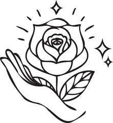 Rose in palm silhouette — quiet devotion