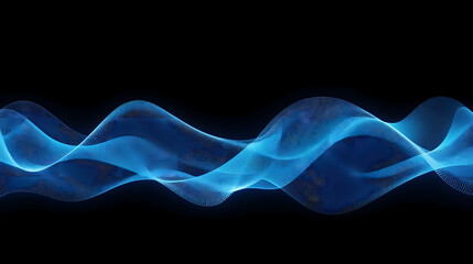 Captivating digital wave of glowing blue particles flows dynamically across a dark void, representing data streams, abstract technology, or futuristic concepts.