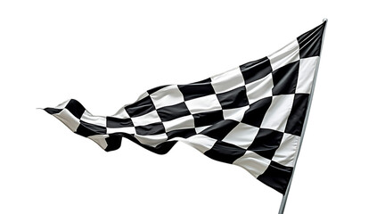 Checkered race flag waving isolated on white clean background