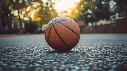Basketball on asphalt surface outdoors recreation