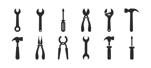 Tool vector icons set. Working tools vector designs