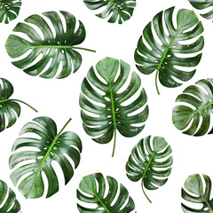 Monstera Leaves Pattern Green Tropical Plants With Golden Glitter Accents On Black Background Vibrant Nature Design