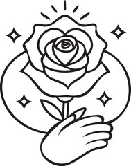 Contemporary minimal rose in palm — peaceful design