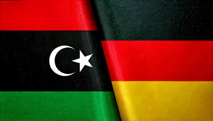 Fototapeta premium ドイツの国旗とリビアの国旗(Germany Flag & Libya flag.) 