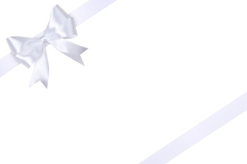 White Bow and Ribbon Isolated on White and Png Transparent Background, Clipping Path Included