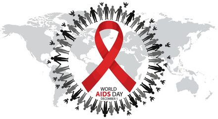 Show your support this World AIDS Day with a global community of people holding hands and doves of peace around the iconic red ribbon, a symbol of hope and solidarity