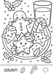 Gingerbread Cookies Christmas printable coloring page for kids kindergarten preschool worksheet