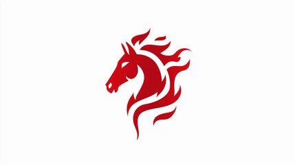 Red horse logo design with flames on a simple white background