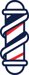Barber Pole Icon Vector, Classic Red, White, and Blue Striped Sign for Haircut