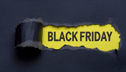Promotional Black Friday Sale Announcement with Torn Paper Effect and Bold Text