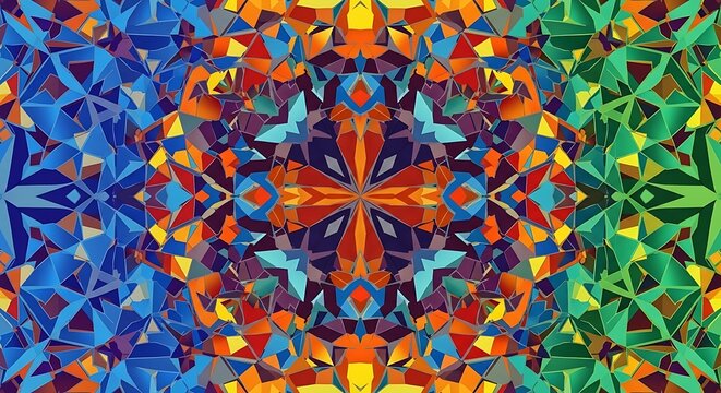 Colorful Kaleidoscope Pattern with Geometric Shapes and Vibrant Hues. - Powered by Adobe