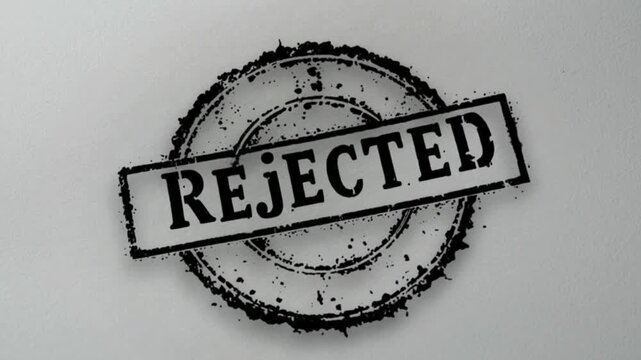 Rejected stamping  animation of a stamp.  The black rubber stamp decreased.  animate the refused seal.