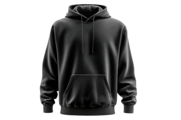 Black hooded sweatshirt apparel mockup for design, high-quality png transparent cutout, stock image