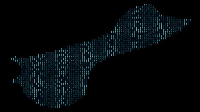 Guam Binary code map animation, Digital data visualization, alpha layer