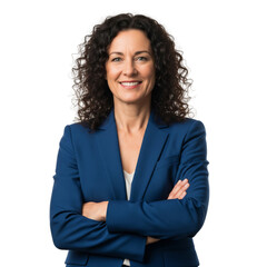 Portrait of a middle business woman crossing arms isolated on white